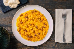risotto zucca salsiccia e gorgonzola cucinato da liffo, robot da cucina dotato di intelligenza artificiale