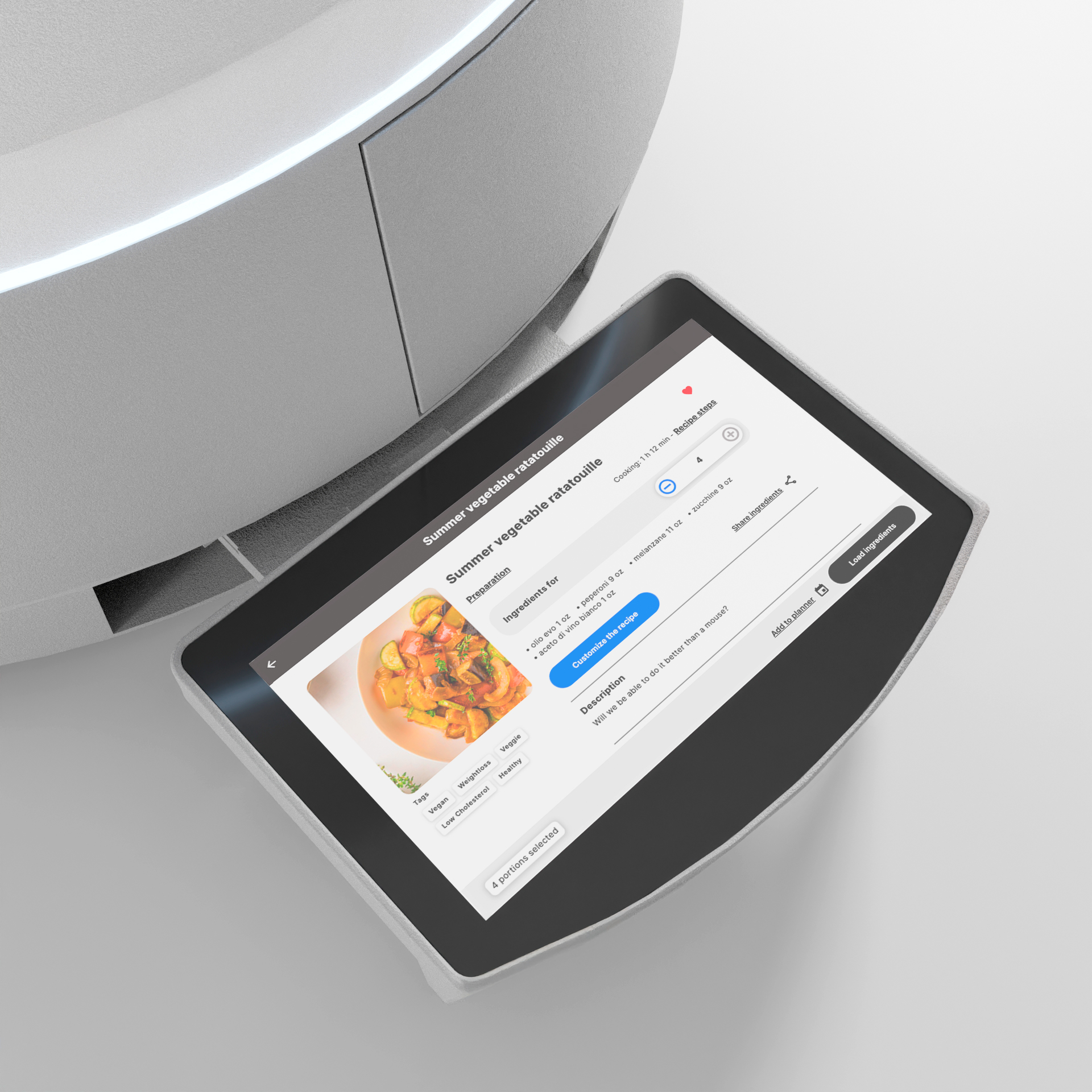 Display touch screen da 7" integrato ed estraibile per ridurre l’ingombro.