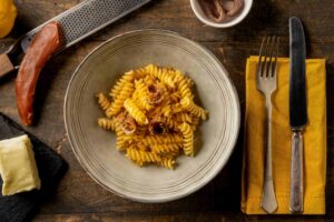 Fusilli burro acciughe e bottarga