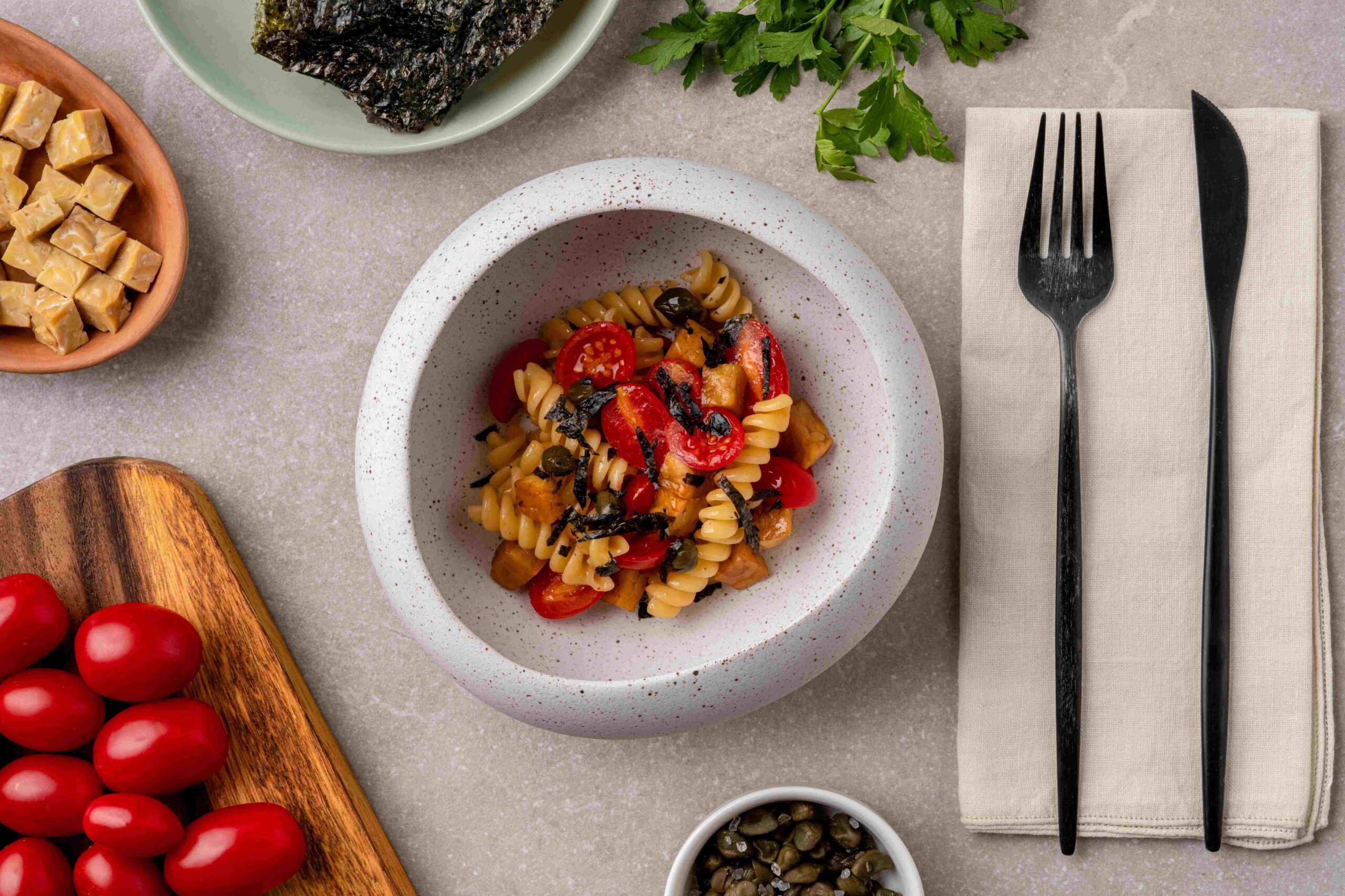 Fusilli with a seafood flavor